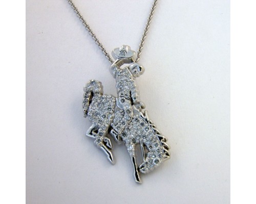 Bronc and Rider pendant with white diamonds