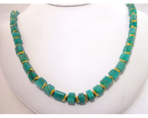 Amazonite necklace with 24kt gold vermeil discs and clasp