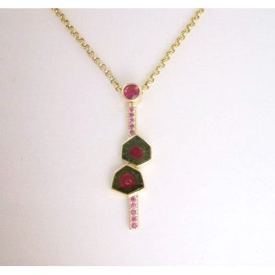 Tourmaline pendant with sapphire accents