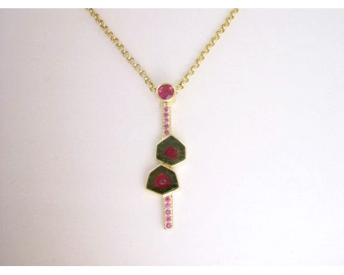 Tourmaline pendant with sapphire accents