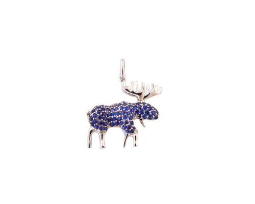 Moose pendant with sapphires