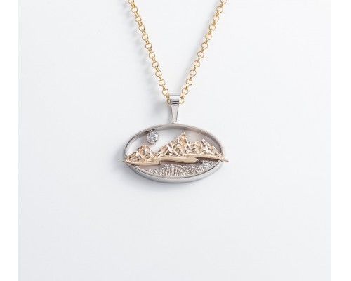 North wind teton pendant with 14kt white and yellow gold and diamond