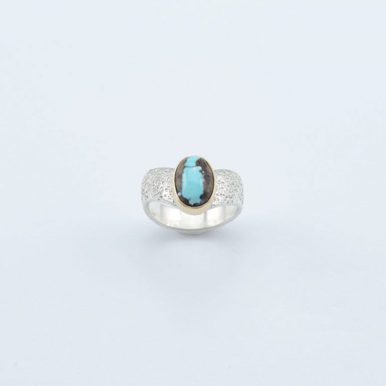 Ribbon turquoise ring with sterling silver