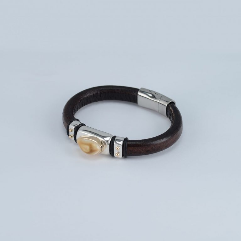 Elk ivory cuff with silver and gold