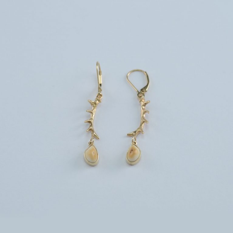 Ivory dangles with 14kt yellow gold antlers