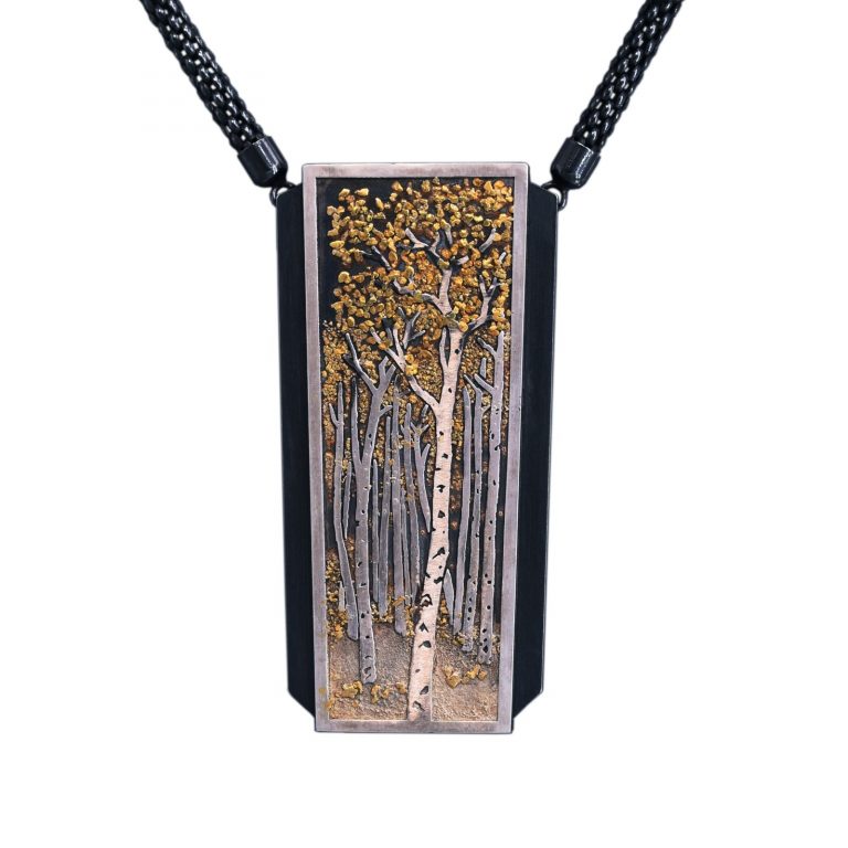 Aspen pendant by wolfgang vaatz in sterling and placer gold