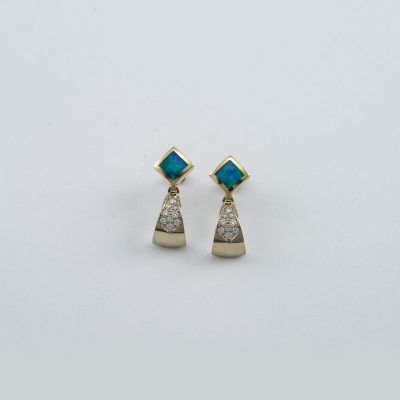 Opal and Diamond earrings by Christopher Corbett