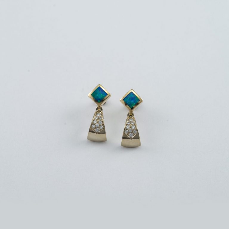 Opal and Diamond earrings by Christopher Corbett