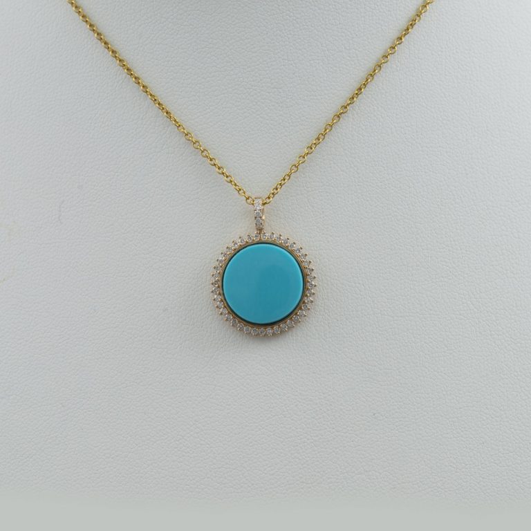 Teton turquoise pendant with diamond accents