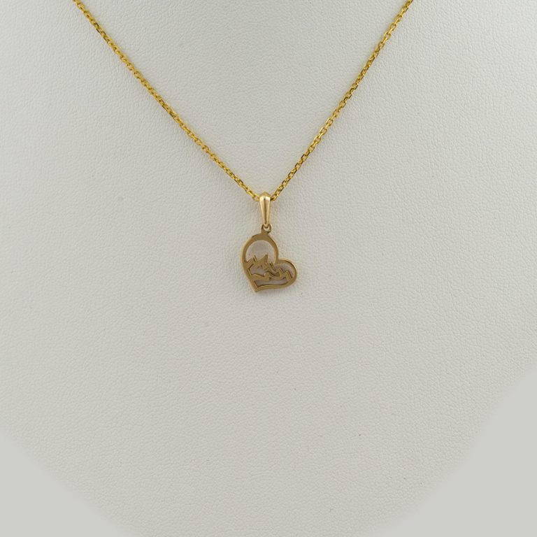 Small heart teton pendant in 14kt gold without a diamond. Available in 14kt white gold, 14kt yellow gold or Sterling Silver.