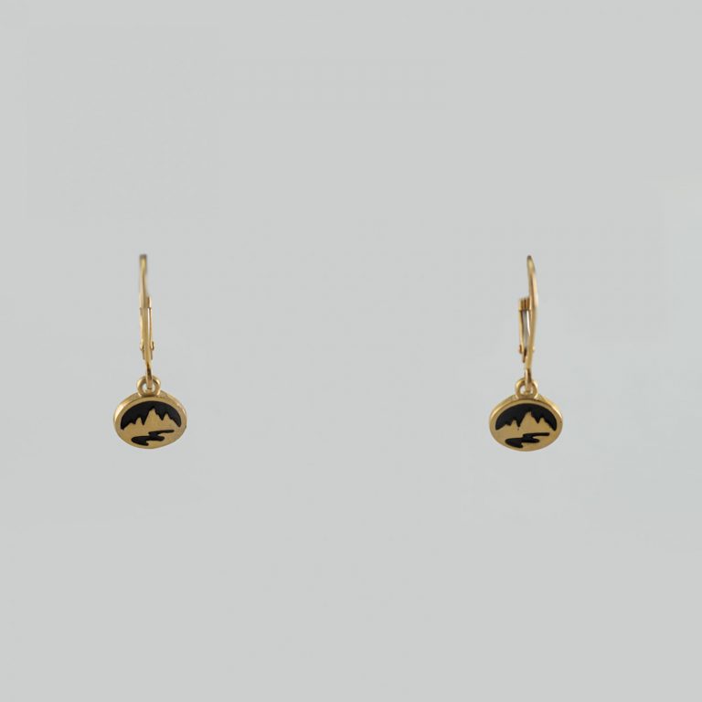 Tiny Teton leverbacks in 14kt yellow gold. Also avialable in other metals such as 14kt white gold and Sterling Silver. Can be ordered in a "stud" version.