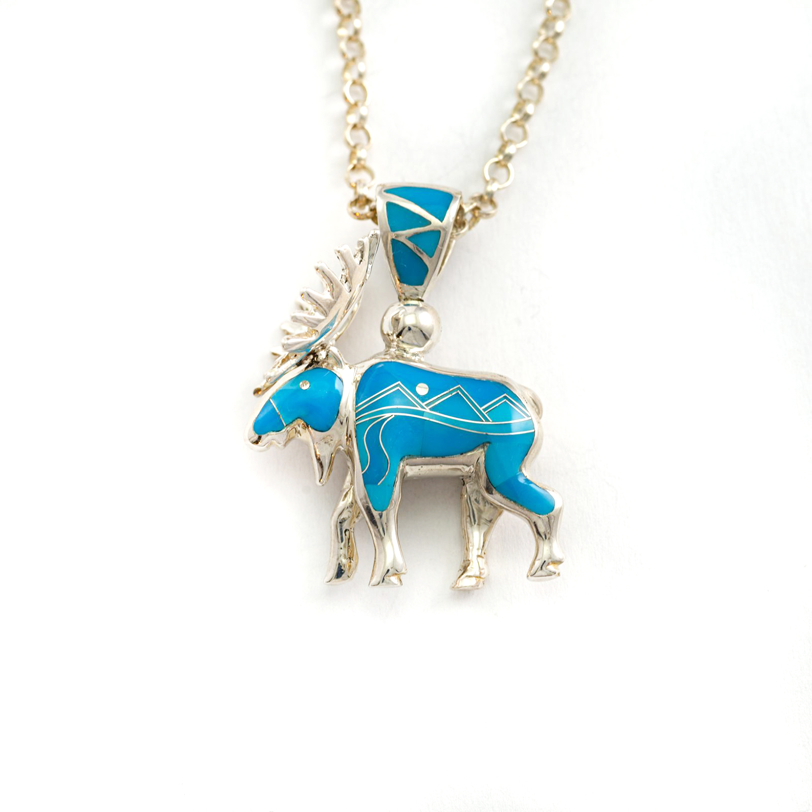 Silver Yellow Plated Moose Pendant 26mm
