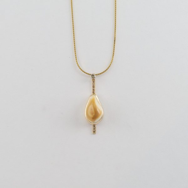 Elk Ivory Pendant in 14kt with Diamond accents