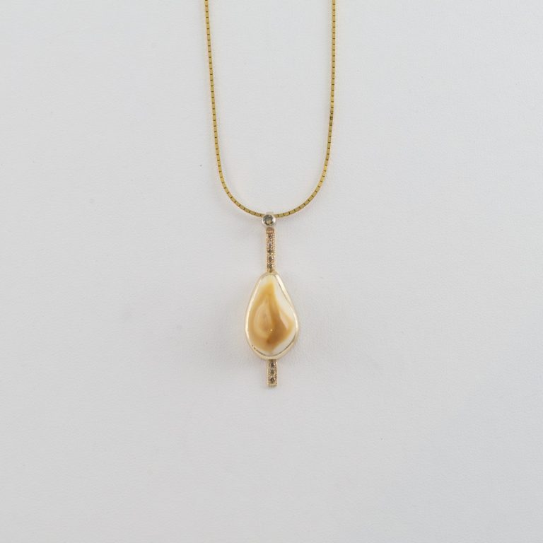 Elk Ivory Pendant in 14kt with Diamond accents