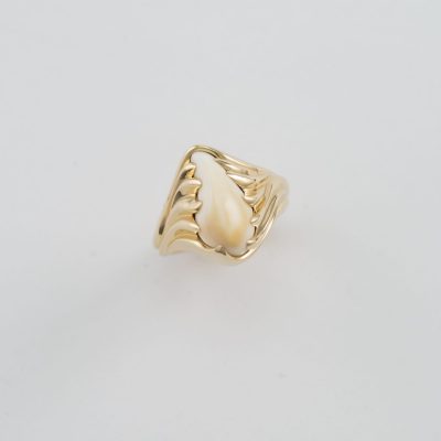 Mens Ivory Ring in 14kt yellow gold