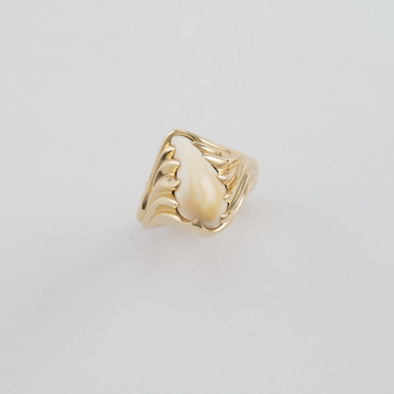 Mens Ivory Ring in 14kt yellow gold