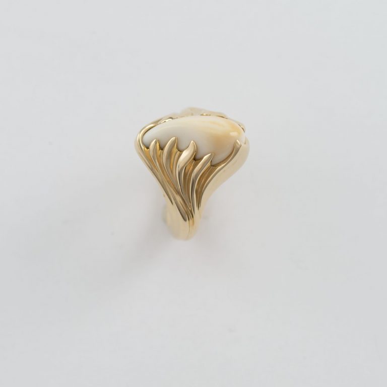 Men's Ivory ring in 14kt yellow gold.
