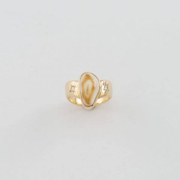 Gold and Ivory ring with diamond accents