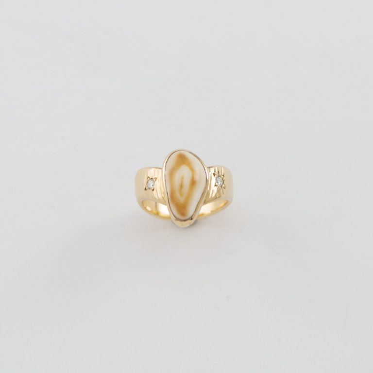 Gold and Ivory ring with diamond accents