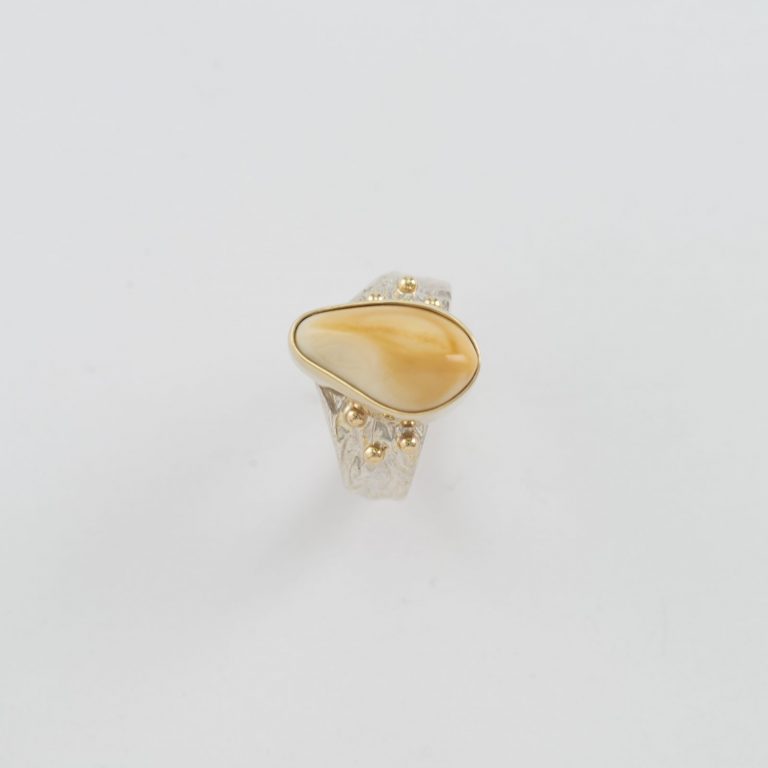 Silver and Ivory ring with gold