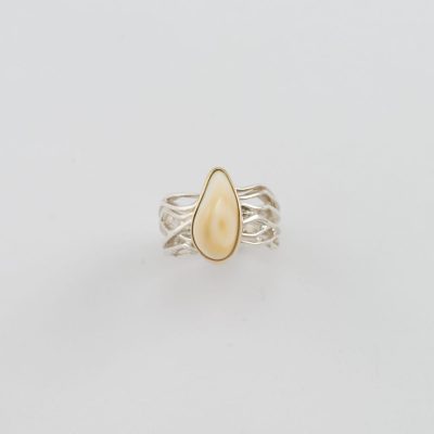 Snake river ring with elk ivory, gold and sterling