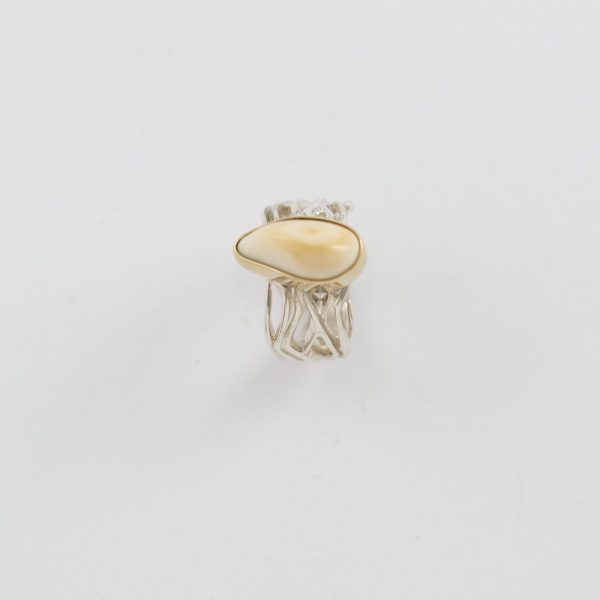 Snake river ring with sterling, gold and ivory