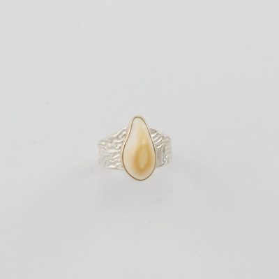 Silver elk ivory ring with gold accents