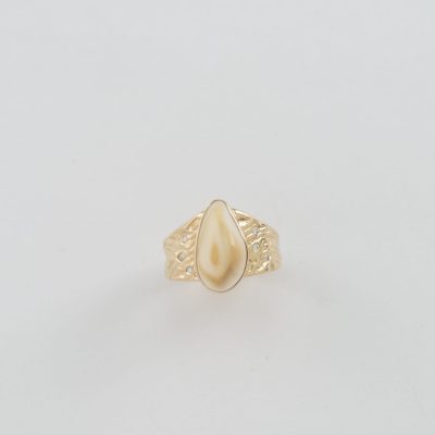 Elk Ivory Ring with Reticulated gold
