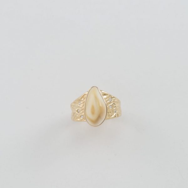 Elk Ivory Ring with Reticulated gold