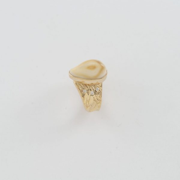Elk Ivory Ring with reticulated gold