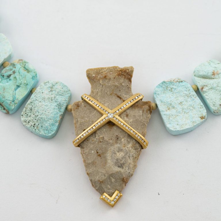 Piute Arrowhead pendant with Sleeping Beauty Turquoise