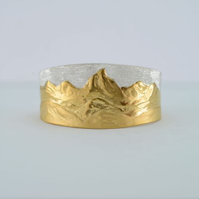 Wide Teton cuff with gold and textured accents