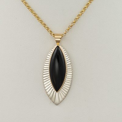 Wyoming Black Jade Pendant with silver and gold