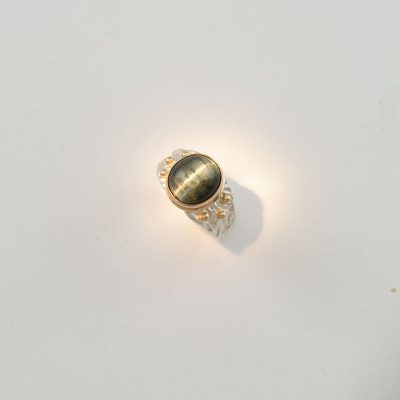 Men's Tourmaline Ring with sterling silver and gold