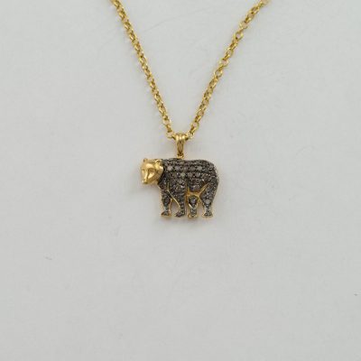 Gold Bear pendant with chocolate diamonds