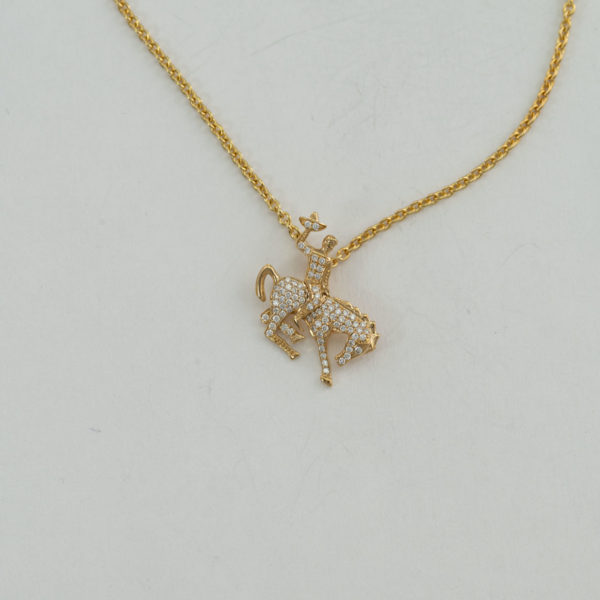 Steamboat pendant in 14kt yellow gold with white diamonds