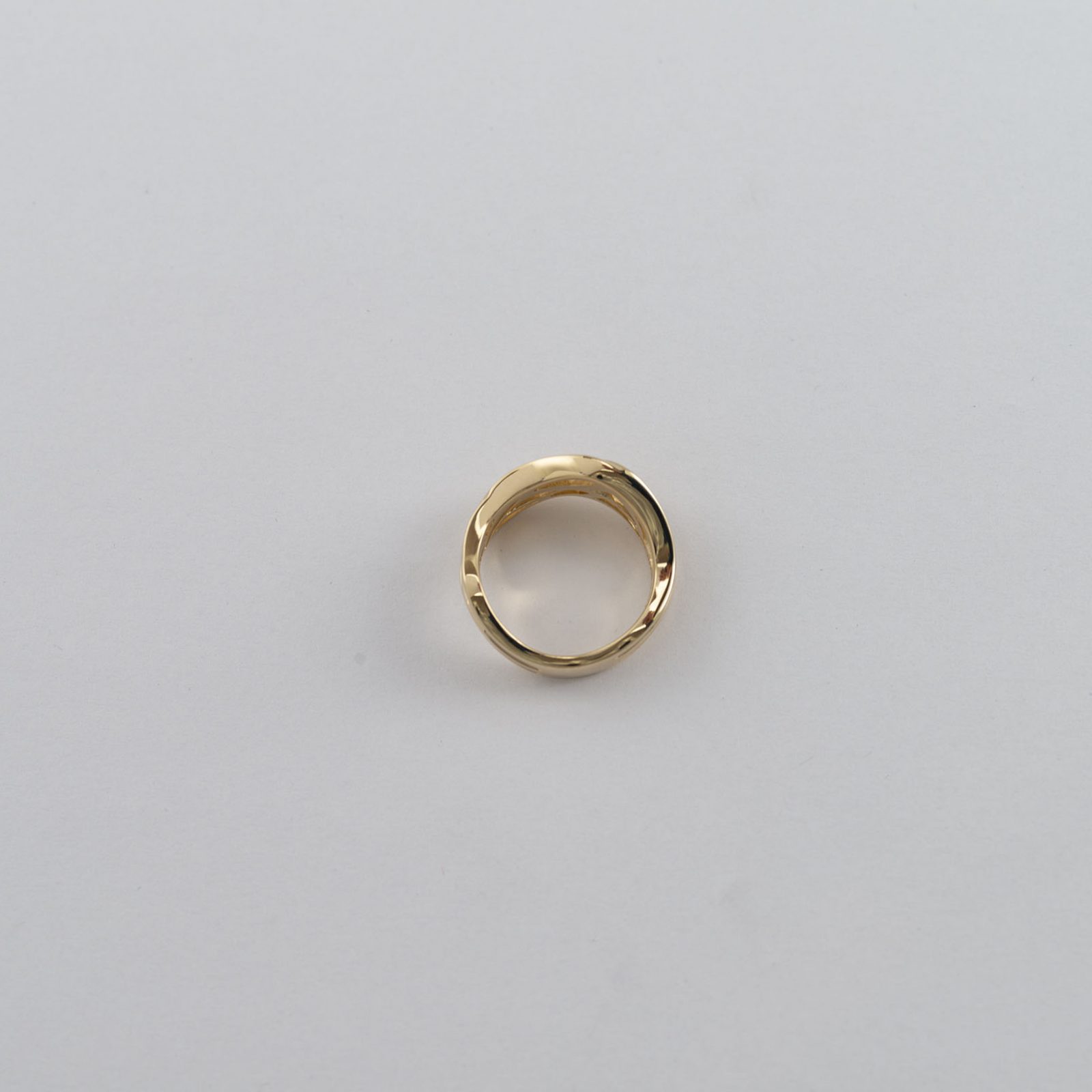Gold snake river ring without diamonds. Shown in a size 6.75.