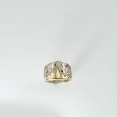 Starry Teton Ring with silver, gold and diamonds