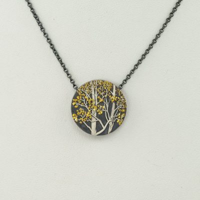 Aspen slide pendant with placer gold and silver