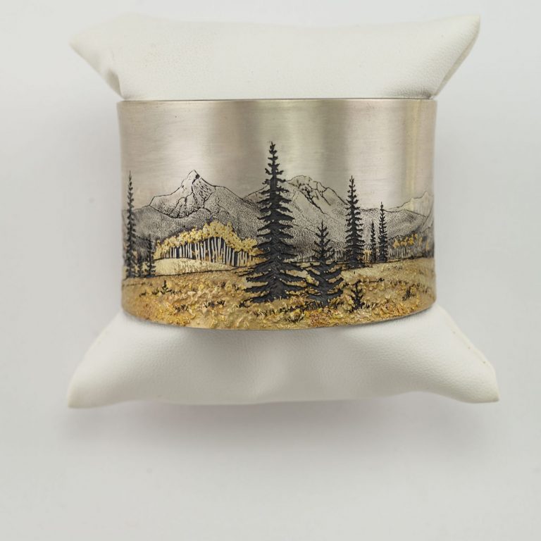 Mountain cuff with silver and gold