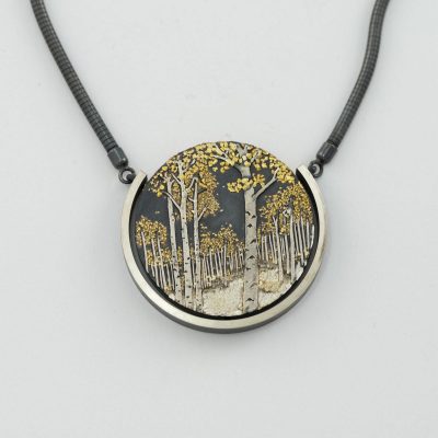 Large aspen pendant with silver and gold