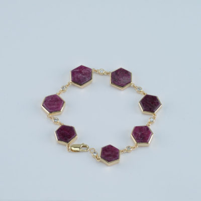 ruby bracelet with diamonds and 14kt yellow gold