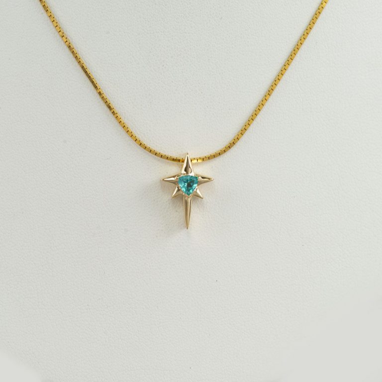 North star pendant with apatite and gold