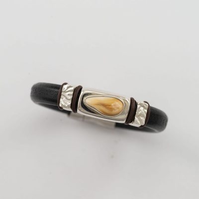 Elk Ivory bracelet with sterling silver and leather