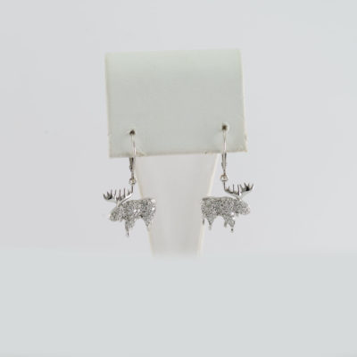 Large moose earrings with white gold and diamonds