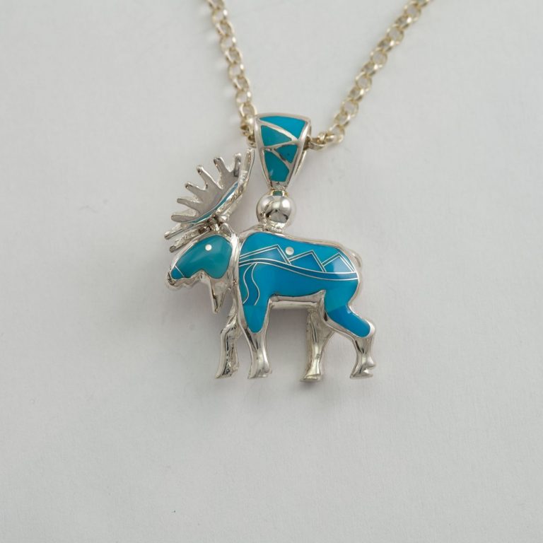 Reversible Moose pendant in sterling silver