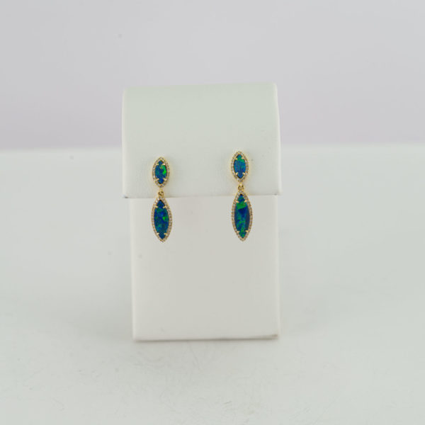 Opal and gold earrings with diamond accents
