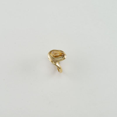 Elk Ivory and Diamond ring shown in a size 7, but can be re-sized.
