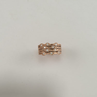 14kt rose gold ring with white diamond accents