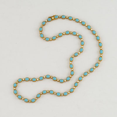 Turquoise and gold necklace with Diamonds